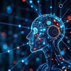 abstract technology background with human head