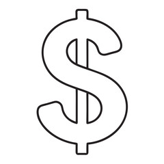 Dollar Sign Icon One Line Drawing Minimalist Outline Vector Design