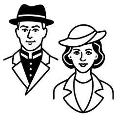Elegant Vintage Silhouette Vector Set Classic Characters for Retro Design and Creative Projects