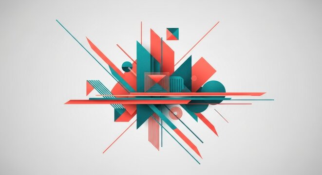 Vibrant abstract composition featuring geometric shapes and dynamic arrangements