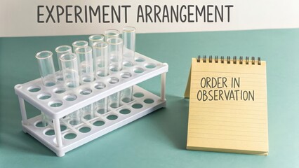 Arrangement of Test Tubes and Notepad for Experiment with Observation Records on a Simple Background