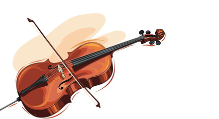 A beautifully rendered illustration of a classical string instrument, a cello, being played with its bow, highlighted against a clean, warm background.