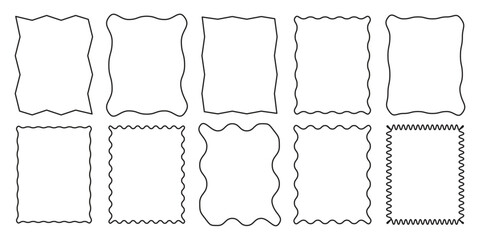 Wavy Edge Frame Box Vector Illustration Isolated on White Background