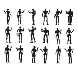 Standing robot silhouette bundle set