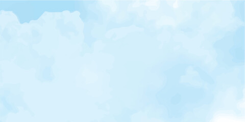 Clouds and sky watercolor vector hand drawn vector illustration. Abstract blue winter watercolor background. Sky pattern with snow. Light blue watercolour paper texture background.	