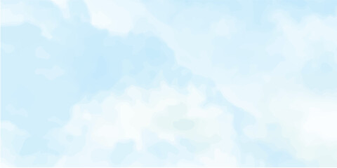 A beautiful, bright blue sky with fluffy white clouds provides a serene, airy, and abstract watercolor background for a perfect summer day