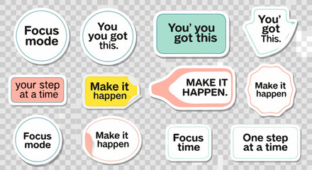 Obraz premium Motivational Stickers for Focus & Success