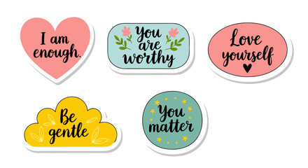 Positive Affirmation Stickers: Self-Love & Worth