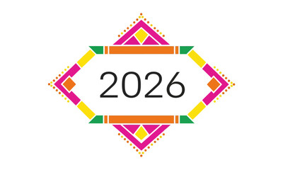 2026 New Year Design with Colorful Geometric Pattern
