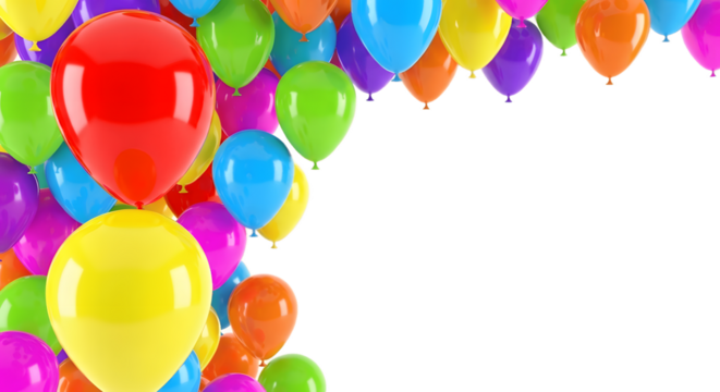 Isolated colorful balloons , Colorful party balloons with isolated against transparent background. Christmas and happy birthday concept