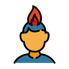 Mental health filled line color icon. Anger Illustration.