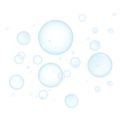 Floating Soap Bubbles on White Background