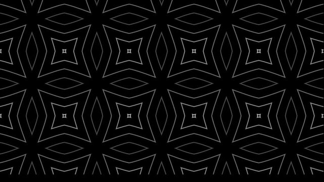 Abstract geometric pattern with animated silver lines on a black background for visual effects