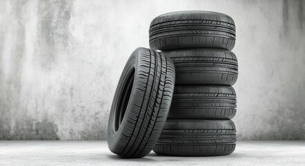 Obraz premium The minimalist background enhances the focus on the rubber tires' texture.
