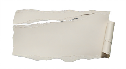 Torn paper texture with rolled edge, perfect for grunge designs, vintage ads, or adding a distressed look to your creative projects