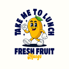 : Retro character Mango Vector illustration hand drawn