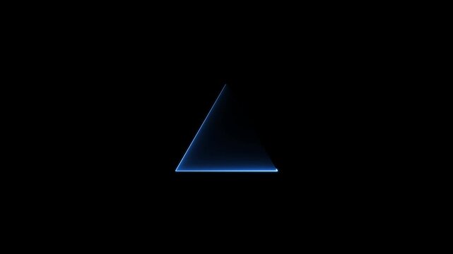 Bule Neon Triangle Frame Black Background 4k Video.