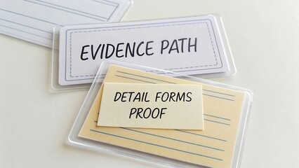 Evidence path cards and detail forms show proof for investigations and documentation in organized crime scene analysis and legal procedures