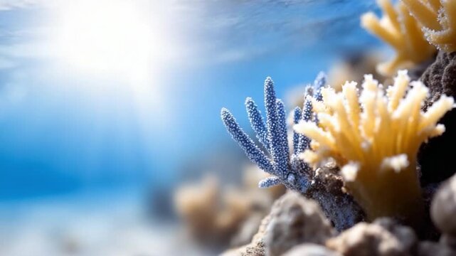 Coral Reefs Under the Sun: A vibrant display of marine life thrives in crystal-clear waters, showcasing the stunning beauty and ecological significance of underwater ecosystems.