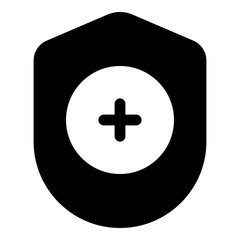 Shield with plus icon for protection and health