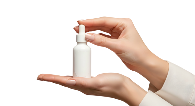 Serum Bottle Mockup Held by Woman Hands Cosmetic Healthcare Beauty Skin