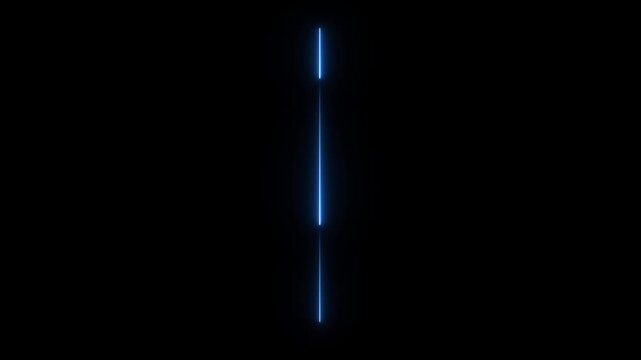Straight bule Neon Line Animation Moving From Top to Bottom on Black Screen.