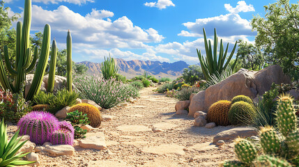 Desert pathway garden landscape