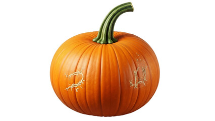Obraz premium Orange Pumpkin with Green Stem on Transparent Background for Autumn Fall Seasonal Decor