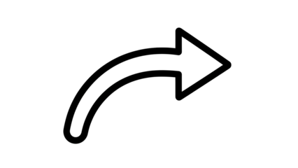 Curved Arrow Icon in Black on White Background