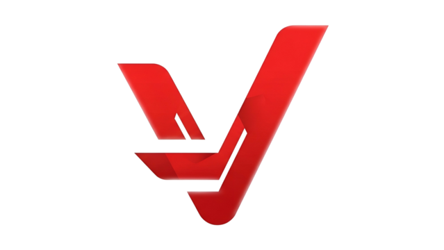 Red Checkmark Icon on Transparent Background with Glossy Finish and 3D Effect