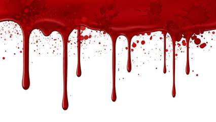 Blood Dripping Splatter on Transparent Background with Red Liquid Effect