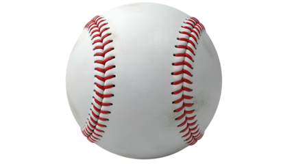 White Baseball with Red Stitching Isolated on Transparent Background