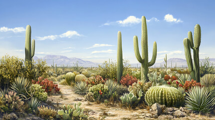 Desert plants landscape illustration