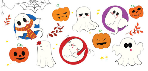 A pack of different ghost designs or emotions.