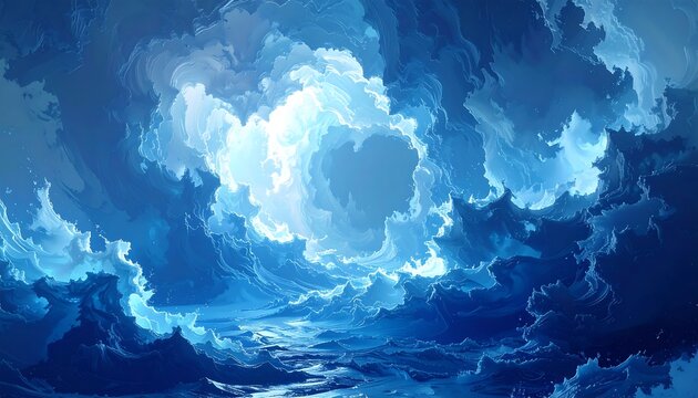 Abstract rendering of swirling celestial clouds with a bright light - Powered by Adobe