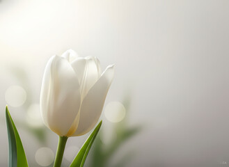 White tulips with soft bokeh background