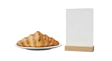 Croissant Food Menu Mockup Delicious Pastry French Breakfast Cafe Sign