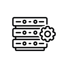 Black line icon for server