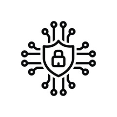 Black line icon for cybersecurity