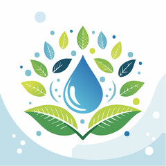 Fototapeta premium 水と健康と自然をテーマにしたアイコンセット