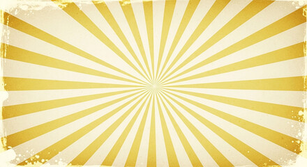 Retro sunburst pattern with yellow rays on a vintage textured background, evoking a circus or vintage poster style