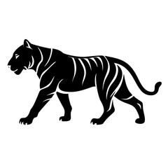 Obraz premium Tiger in Silhouette Walking with Striped Pattern