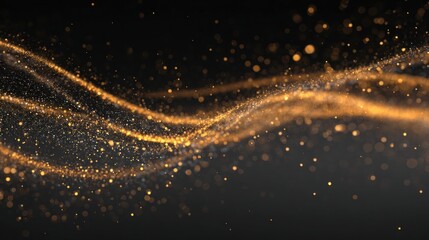 Abstract golden wave background with bokeh effect and copy space for design