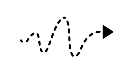 Dashed arrow path direction navigation pointer sign symbol icon element graphic illustration vector design