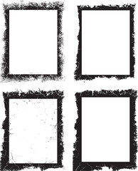 Collection of Grunge  frame, Set of Four Distressed Grunge Borders and Frames, Set of black and white grunge frames with vector texture and paint splatter border design