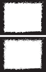 Black and white grunge border vector frame with messy paint texture and rough edge illustration design