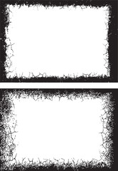 black and white grunge frame, black and white grunge border, Black and white grunge border frame vector set with floral ornament and dirty texture illustration element