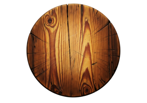 Rustic oval wooden texture with natural grain patterns isolated on transparent background