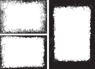 three black and white grunge frames with a white border