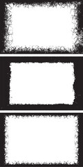 three black and white grunge frames with a white border